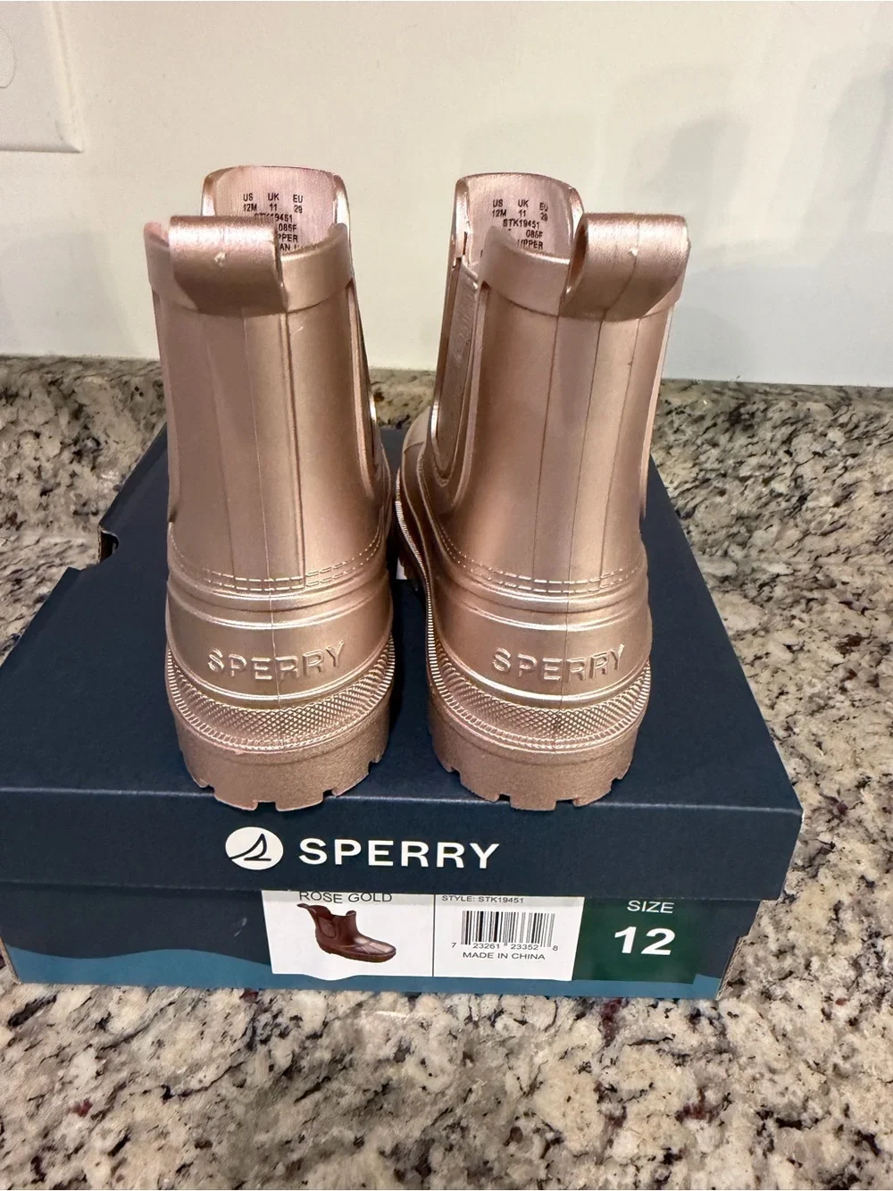 Sperry Kids' Rose Gold Waterproof Rain Boots 12M